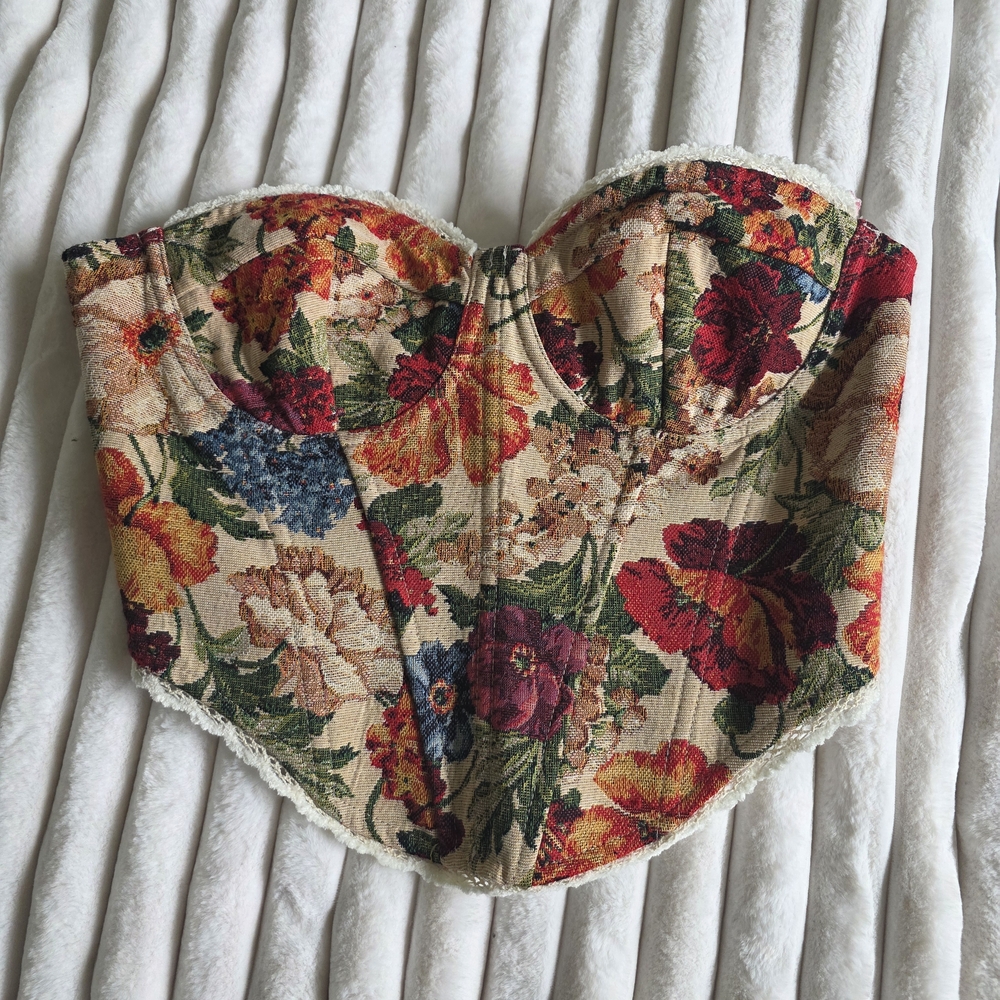 NWOT Floral Lace-Up Corset Bustier Size Large